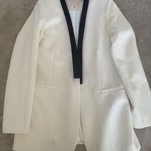 Love Ady White Tuxedo Blazer with Black Trim